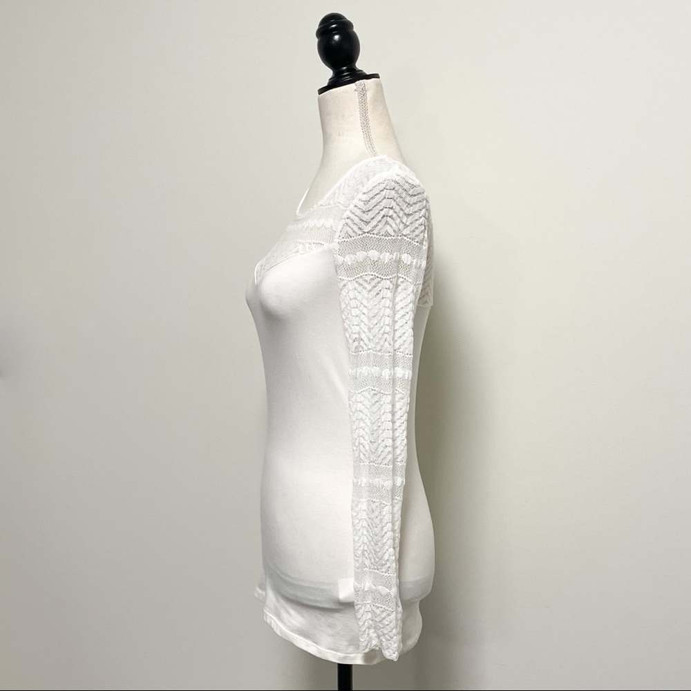 H&M Sheer Lace Blouse Stretch NWT *stain* - Picture 4 of 10